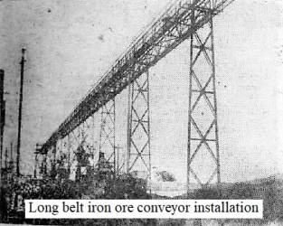 Long belt iron ore conveyor installation